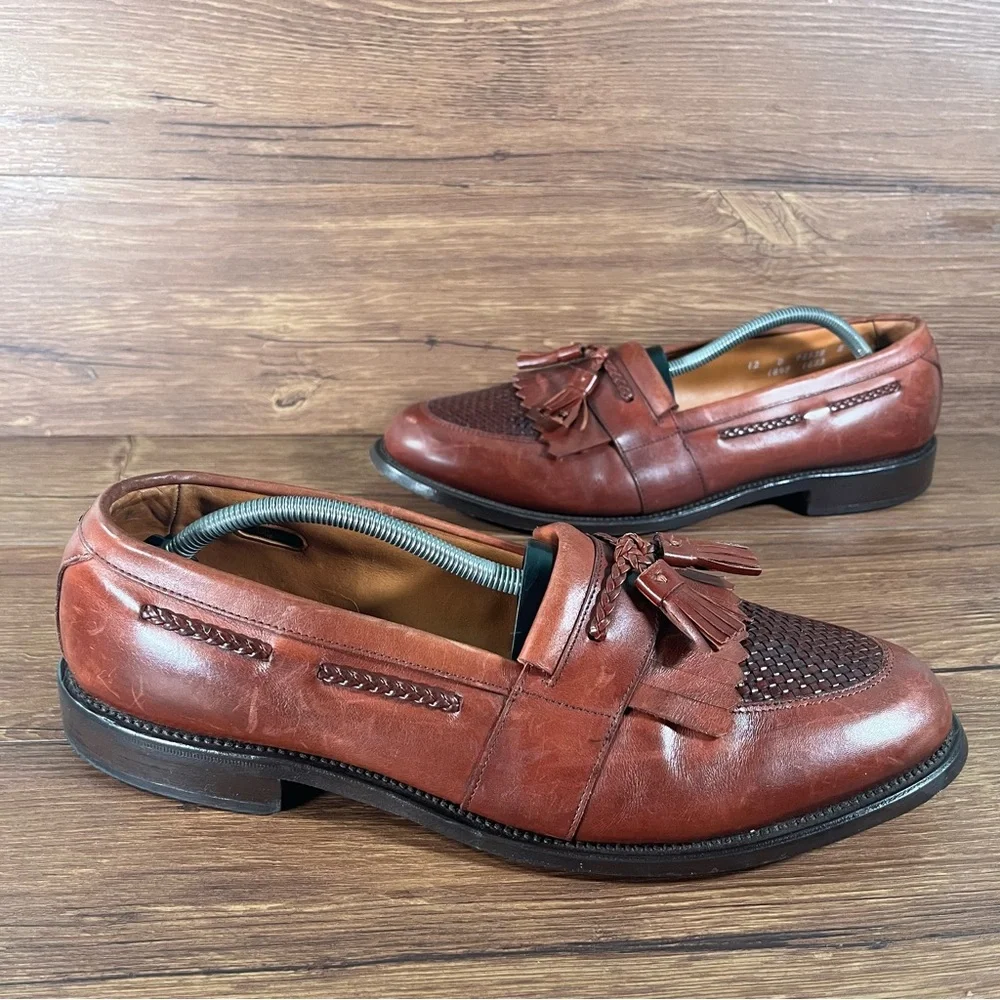 Allen Edmonds Brown Woven Leather Tassel Loafers